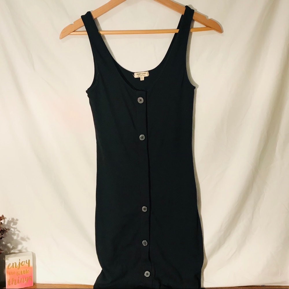heart & hips black ribbed button down maxi dress size medium